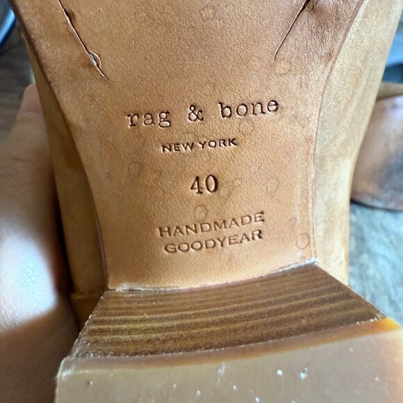 Rag & Bone Whipstitch Tan Suede Boots Size 40/US Size 9 Booties Western Boho - Picture 6 of 11
